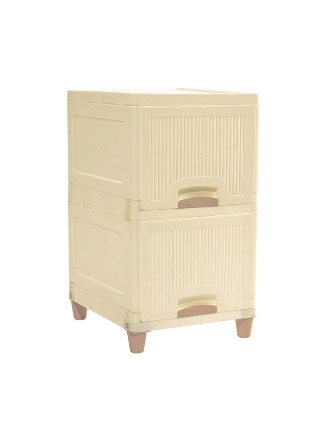 Kuber Industries 4 Units Modular Cabinet Storage Organizer (2 + 2) | Foldable Kid Wardrobe for Cloth & Toys | Easy to Assemble Closet & Space-Saving Cupboard/Plastic Almirah for Cloth | Ivory - Image 2