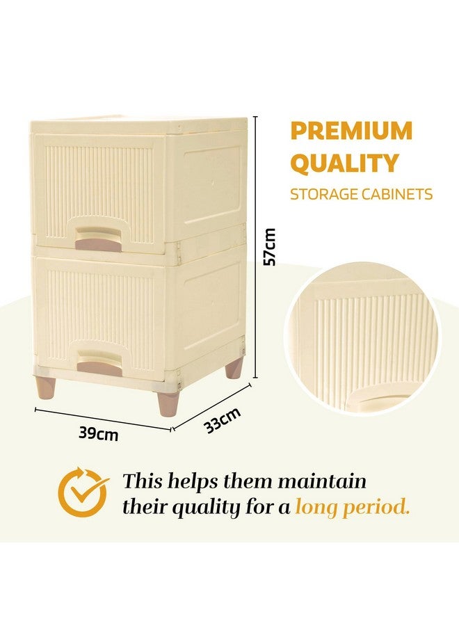 Kuber Industries 4 Units Modular Cabinet Storage Organizer (2 + 2) | Foldable Kid Wardrobe for Cloth & Toys | Easy to Assemble Closet & Space-Saving Cupboard/Plastic Almirah for Cloth | Ivory - Image 3