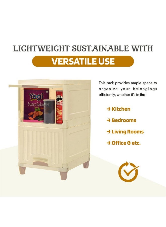 Kuber Industries 4 Units Modular Cabinet Storage Organizer (2 + 2) | Foldable Kid Wardrobe for Cloth & Toys | Easy to Assemble Closet & Space-Saving Cupboard/Plastic Almirah for Cloth | Ivory - Image 5