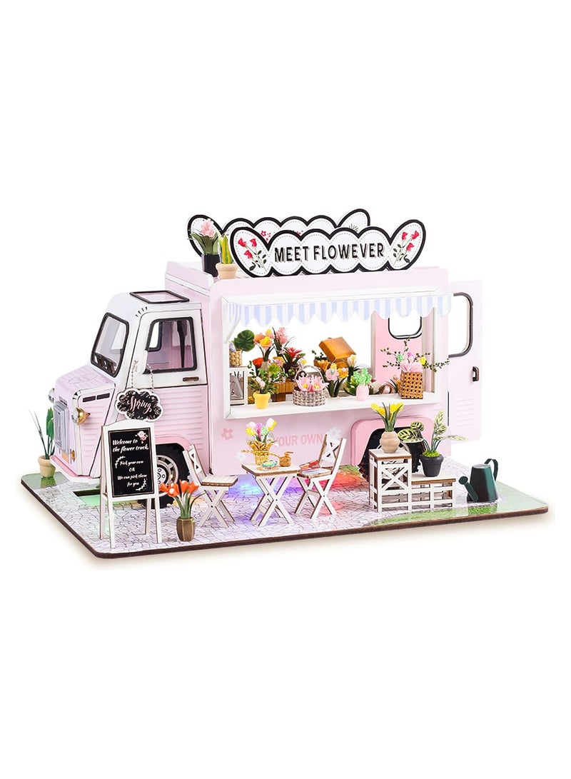 عام مجموعة أدوات بيت دمى مصغر DIY، مجموعة صنع مصغر لورشة الزهور مع الأثاث، هدايا عيد ميلاد لبيت دمى للبالغين. - Image 1
