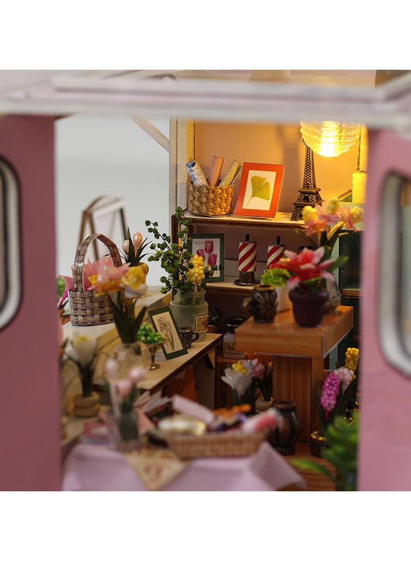 عام مجموعة أدوات بيت دمى مصغر DIY، مجموعة صنع مصغر لورشة الزهور مع الأثاث، هدايا عيد ميلاد لبيت دمى للبالغين. - Image 3
