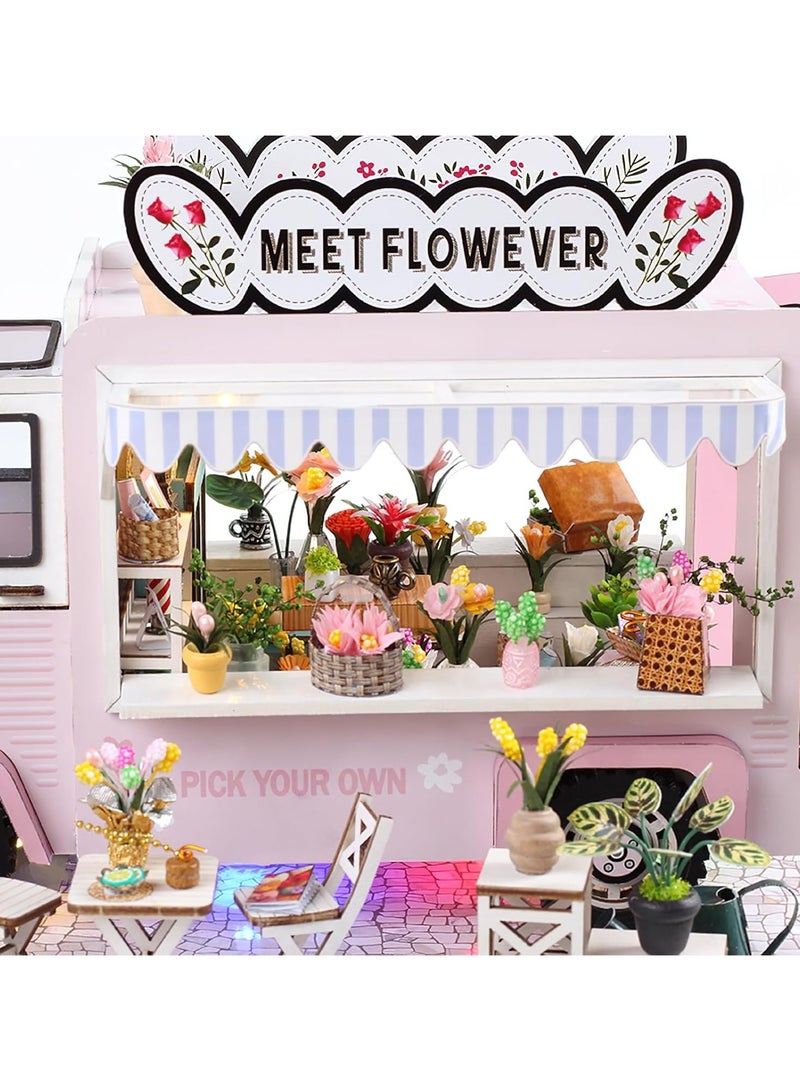 عام مجموعة أدوات بيت دمى مصغر DIY، مجموعة صنع مصغر لورشة الزهور مع الأثاث، هدايا عيد ميلاد لبيت دمى للبالغين. - Image 4