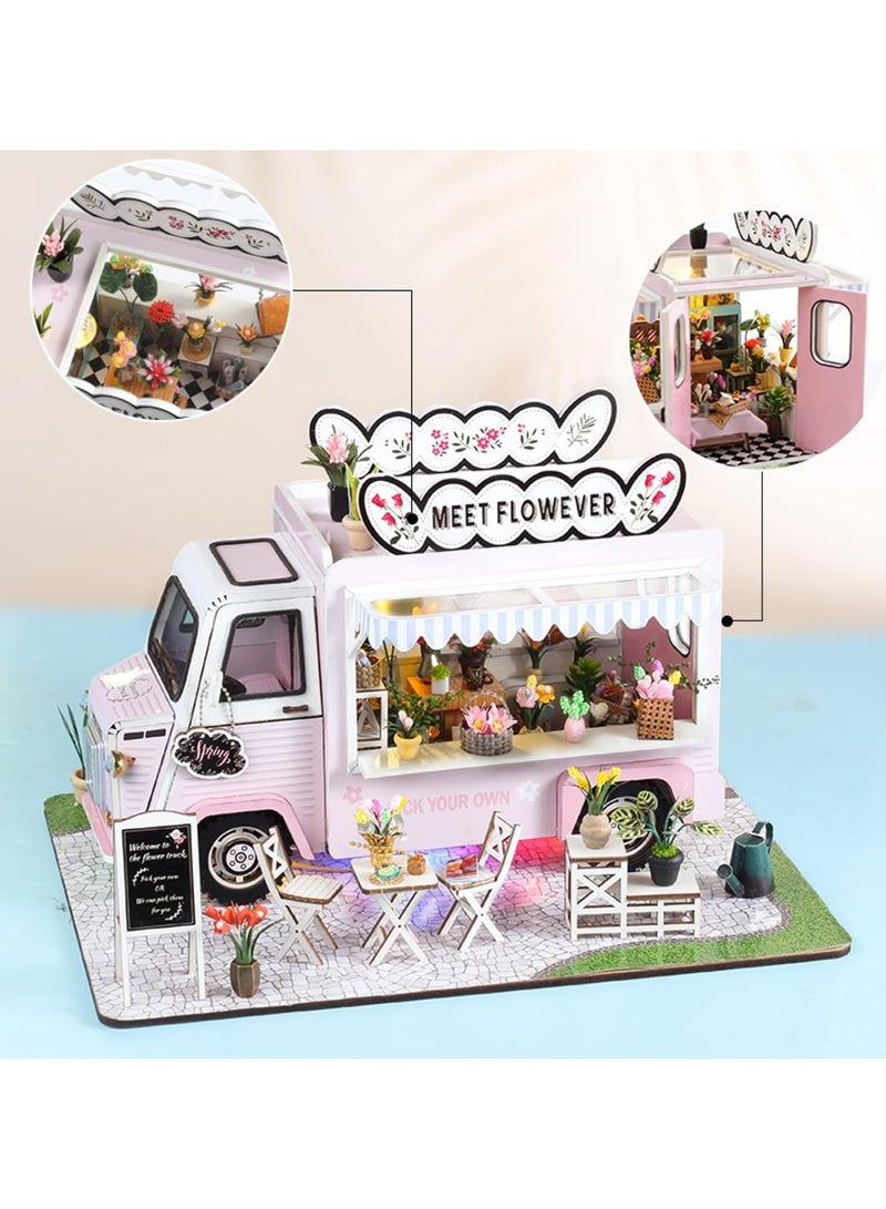 عام مجموعة أدوات بيت دمى مصغر DIY، مجموعة صنع مصغر لورشة الزهور مع الأثاث، هدايا عيد ميلاد لبيت دمى للبالغين. - Image 5