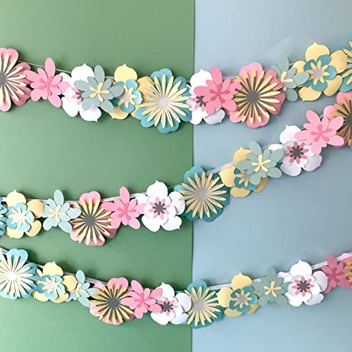 Pinfliers Pastel Flower Decoration/Birthday Celebration,Puja,Festival Home Decor Items/Baby Shower,Anniversary,Pongal,Lohri,Makar Sankranti/36 Paper Flowers/Pastel/Aesthetic Pinterest Backdrop/120' - Image 1