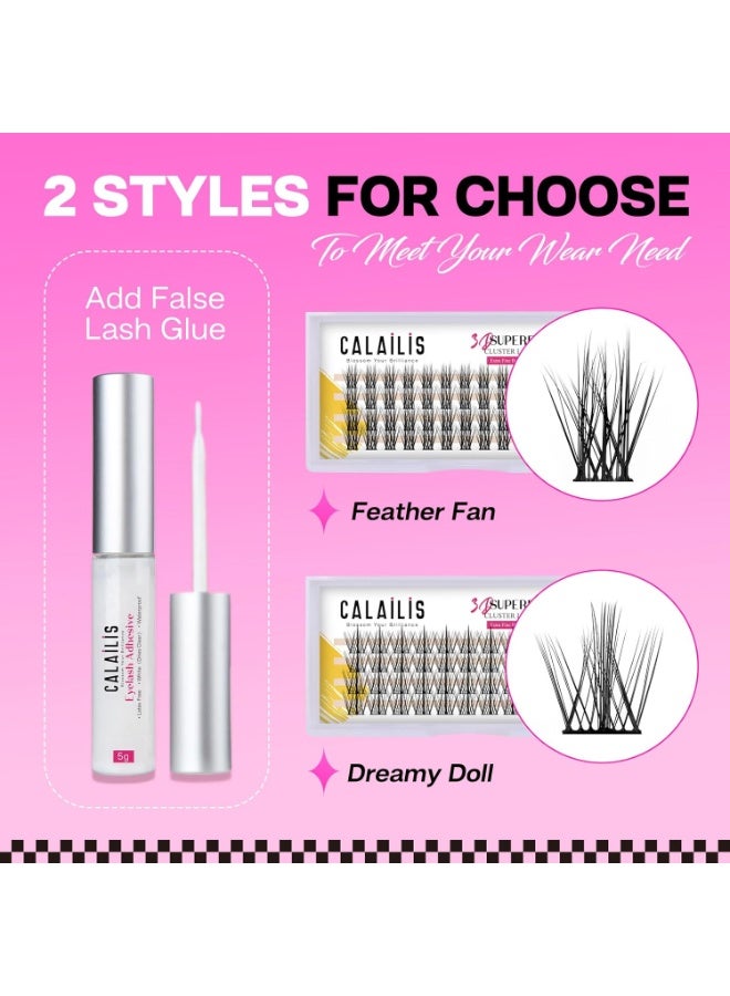 CALAILIS Individual Lashes, DIY Eyelash Extensions, Super Thin Glue-based Band, Natural Look Reusable, 11/13/15/15mm,Lasting for 48 Hours Individual DIY Eyelashes(YS02) - Image 4
