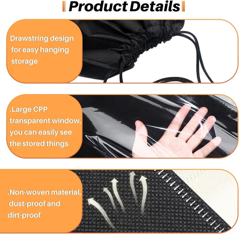 Shappy 12 Pcs Dustproof Drawstring Bags Dust Bags Covers Non Woven Fabric Cloth Storage Pouch String Dust Bags for Purse Handbags Packing Shoe Pouch Bag Organizer(Black,Assorted Sizes) - Image 3