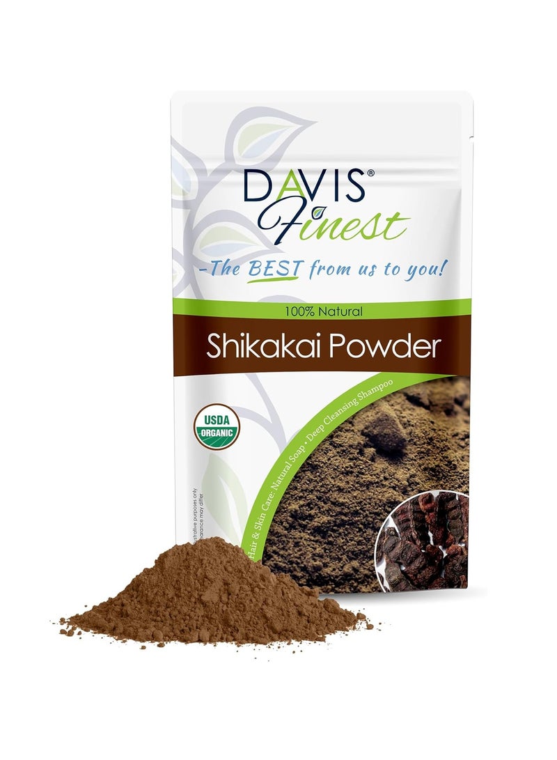 Davis Finest Organic Shikakai Powder 100g Ayurvedic Pure and Natural Shikakai Shampoo SLS Free Body Wash Itchy Scalp Damaged Thinning Hair Promotes Hair Growth Vegan  - Image 1