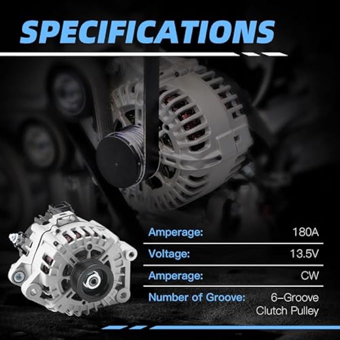 HLBTK Alternator 37300-3L060 180 Amp Fits for Hyundai Palisade 2020-2023 / for Kia Telluride 2020-2022 3.8L - Image 4