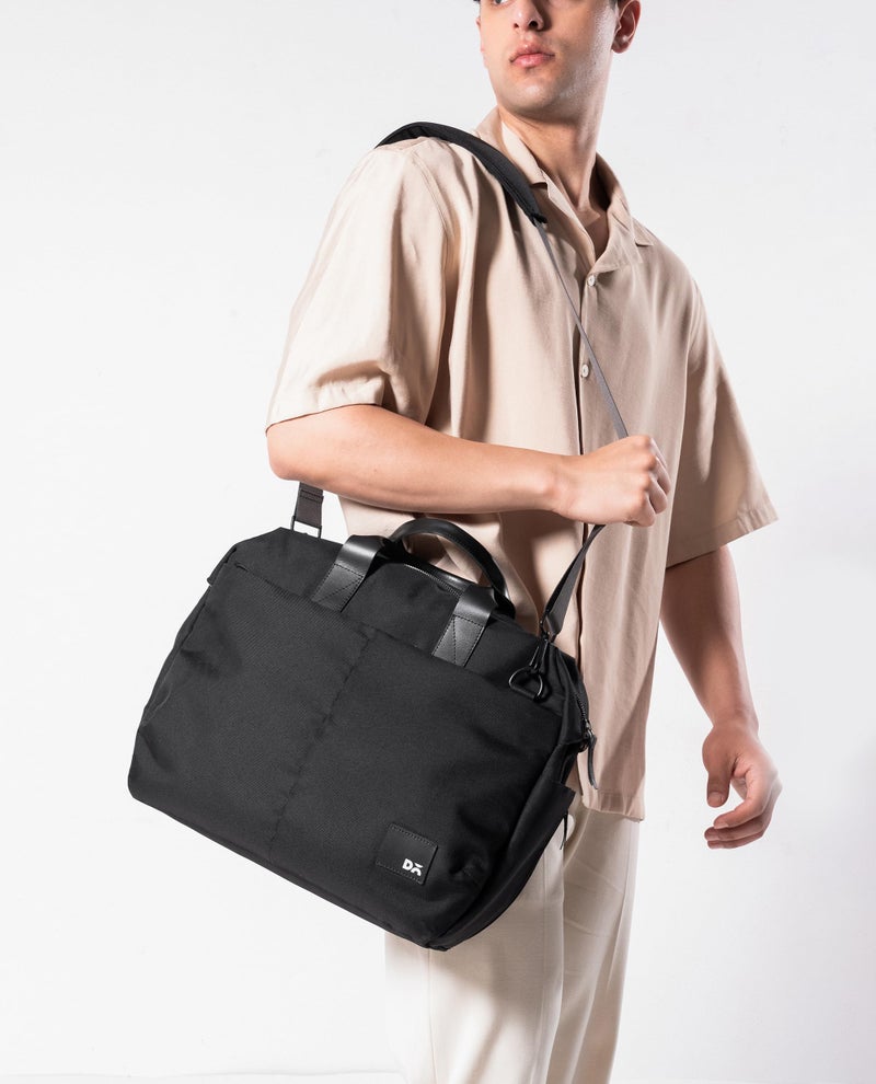 DailyObjects Unisex PET Black Ambit Messenger Bag (13L) For Office & Daily Use|100% Recycled |Stylish Shoulder Travel Bag |Fit Any Laptop Upto 14 Inch | Adjustable Straps & G-Hook Closure - Image 4