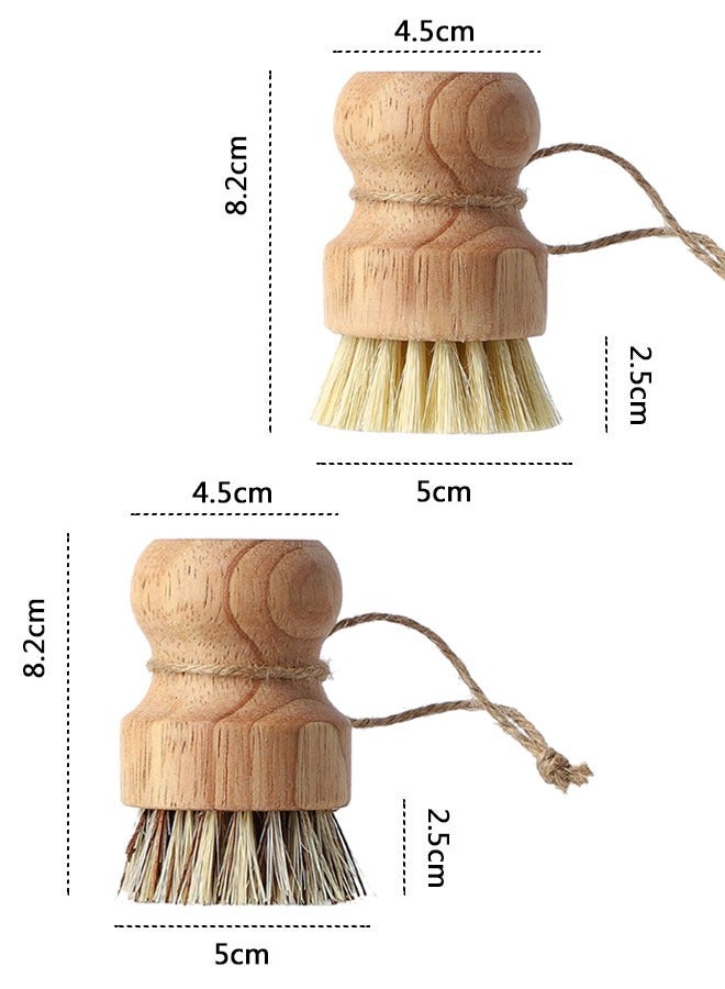HAWAWA 2pcs Bamboo Dish Scrub Brushes, Natural Wooden Washing Dish Brush Scrubber, Cast Iron PotsBrush,  Pans and Vegetables, Bristles Brush for Household Cleaning  - Image 3