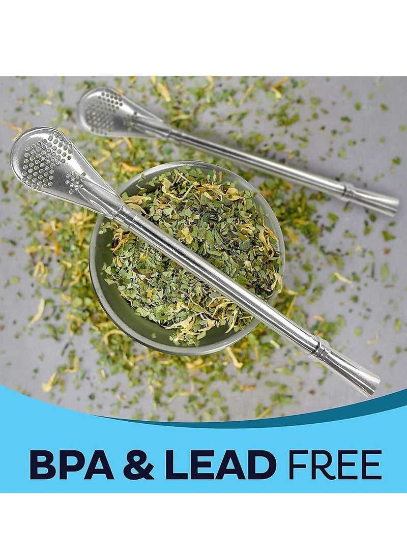 Y&D Yerba Mate Tea Cup And Bombilla Straw Set 12oz double-wall Stainless Coffee Water Natural Gourd Kit For Loose Leaf Drinking Easy to Clean  - Image 2