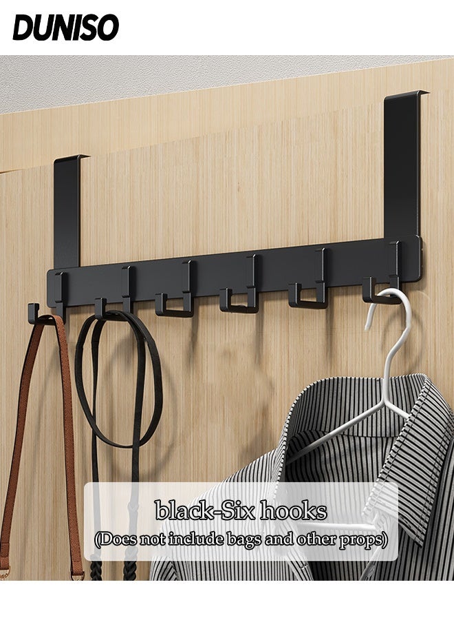 DUNISO Over The Door Hooks，Door Hanger，Door Rack with 6 Racks，Space Saving，Sturdy and Durable，Used for Bedrooms, Bathrooms, and Offices，Black - Image 1