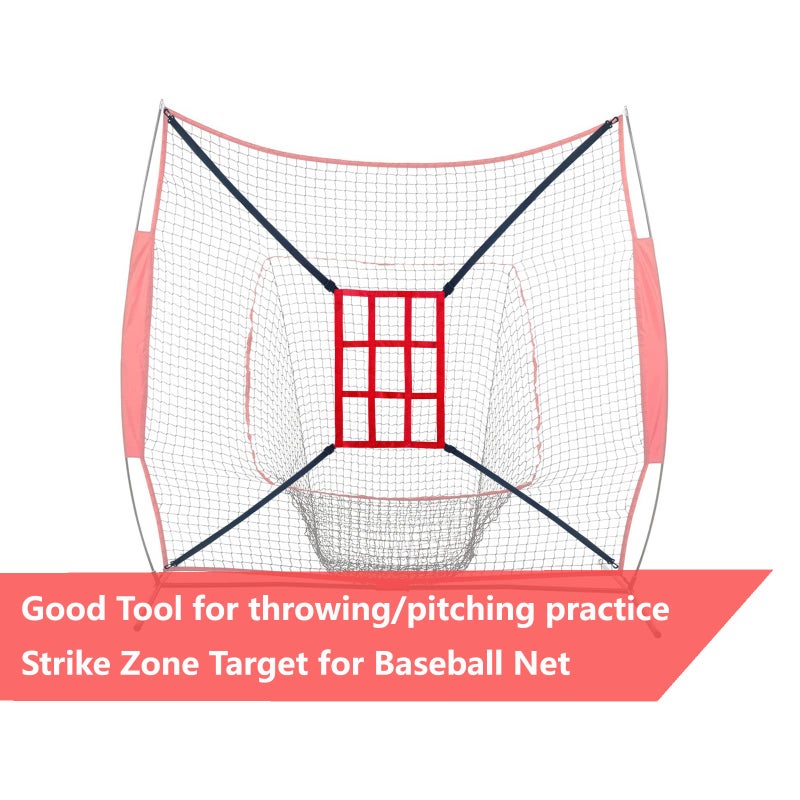 CORECISE Strike Zone Target For Baseball Net  Practice Throwing And Hitting For 6X6 7X7 Or 8X8 Foot Nets (Red-9 Hole-1 Pack) - Image 2