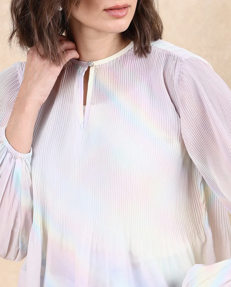 Rareism Women's Pleated Collar Band Top