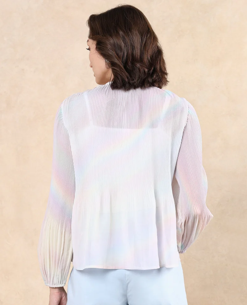 Rareism Women's Pleated Collar Band Top