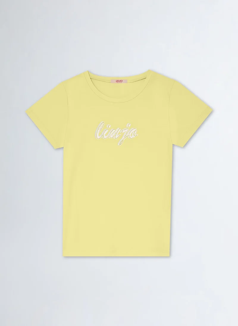 Liu Jo T-Shirt with Logo and Gemstones