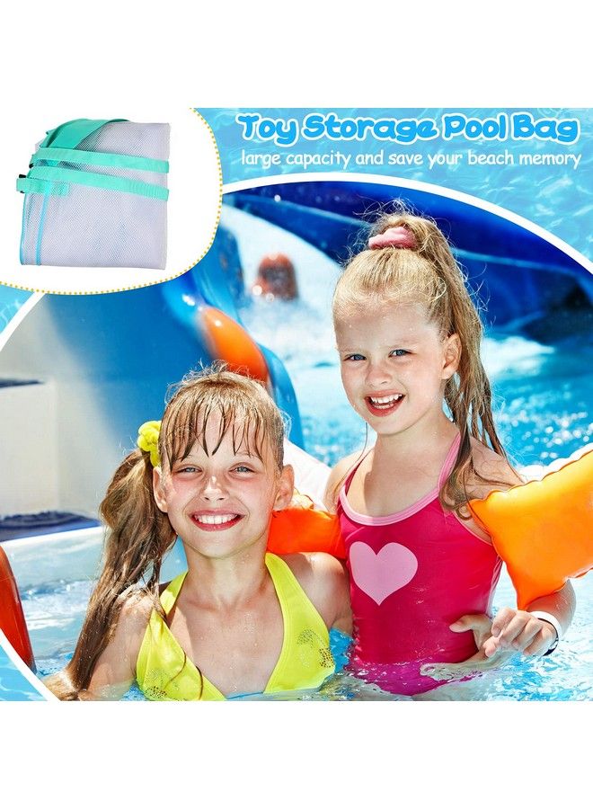 Shappy Pool Storage Bag Pool Toy Storage Swimming Pool Bag Large Hanging Net Bag Swimming Pool Accessories Toy Organizer For Inflatables Pool Toys Floats Football Basketballs Garage Supplies(Blue Green) - Image 5