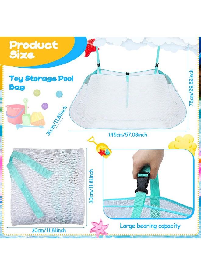 Shappy Pool Storage Bag Pool Toy Storage Swimming Pool Bag Large Hanging Net Bag Swimming Pool Accessories Toy Organizer For Inflatables Pool Toys Floats Football Basketballs Garage Supplies(Blue Green) - Image 4