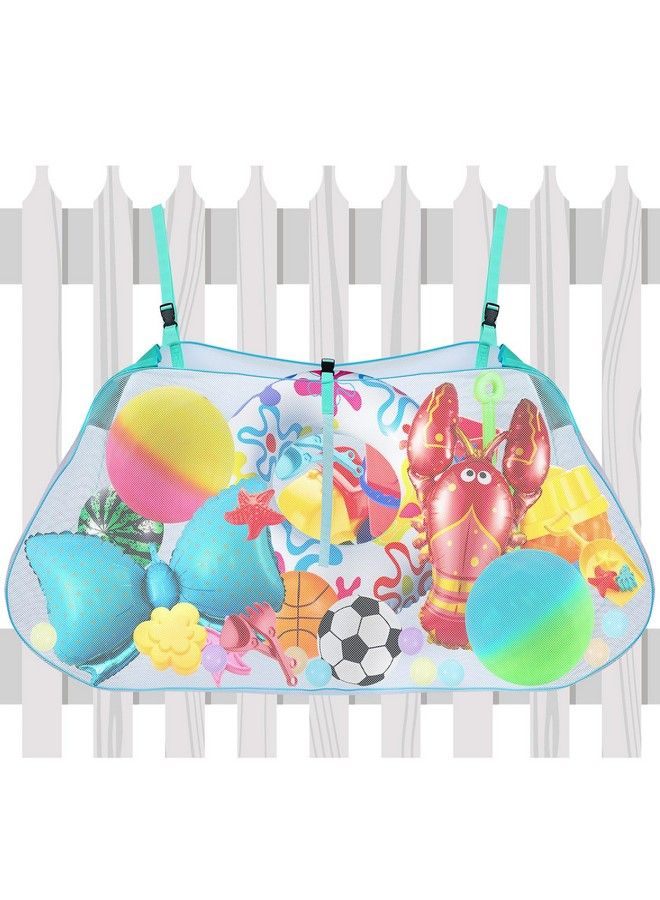 Shappy Pool Storage Bag Pool Toy Storage Swimming Pool Bag Large Hanging Net Bag Swimming Pool Accessories Toy Organizer For Inflatables Pool Toys Floats Football Basketballs Garage Supplies(Blue Green) - Image 1