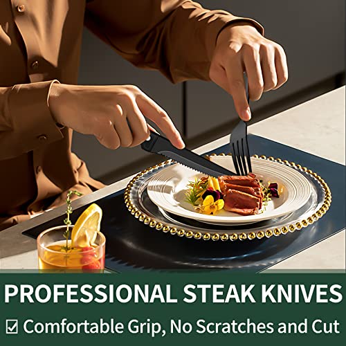 EWFEN 24-Piece Black Silverware Set with Steak Knives, Black Flatware Set for 4, Food-Grade Stainless Steel Tableware Cutlery Set, Mirror Finished Utensil Sets for Home Restaurant - Image 4