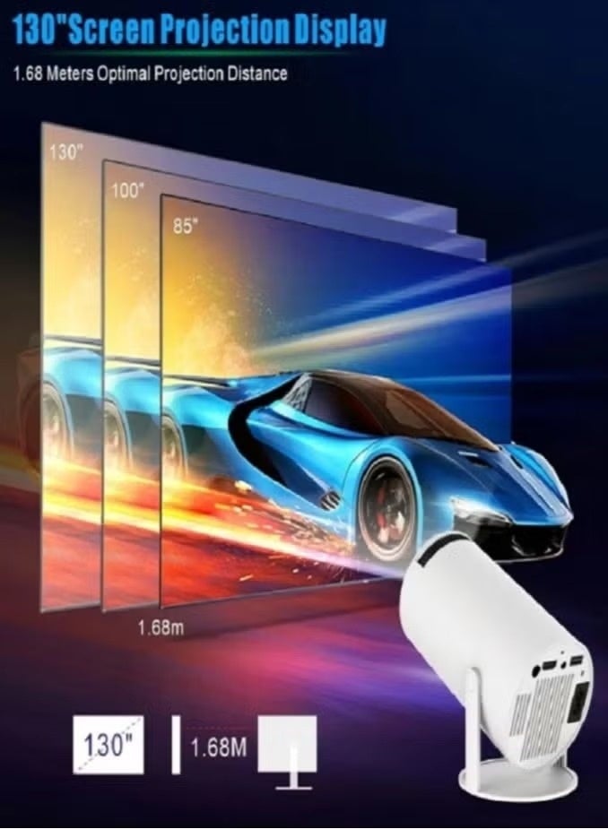 جهاز عرض ذكي صغير بدقة 4K مع نظام أندرويد وواي فاي وبلوتوث – بروجيكتور محمول مع تصحيح تلقائي لانحراف الصورة، شاشة عرض حتى 130 بوصة للمنزل والمكتب - Image 5