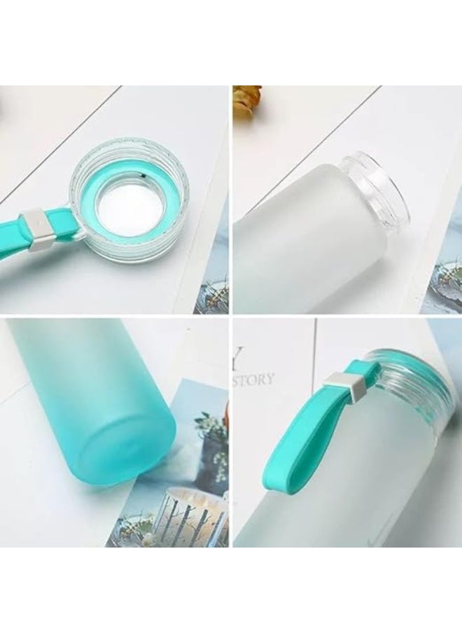 Spaceshoop Acrylic-500ml Water Bottle Heat Resistant Glass Juice Portable Milk Mug Travel Camping Drinkware (Blue)  - Image 3