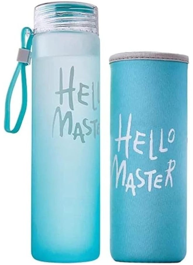 Spaceshoop Acrylic-500ml Water Bottle Heat Resistant Glass Juice Portable Milk Mug Travel Camping Drinkware (Blue)  - Image 1