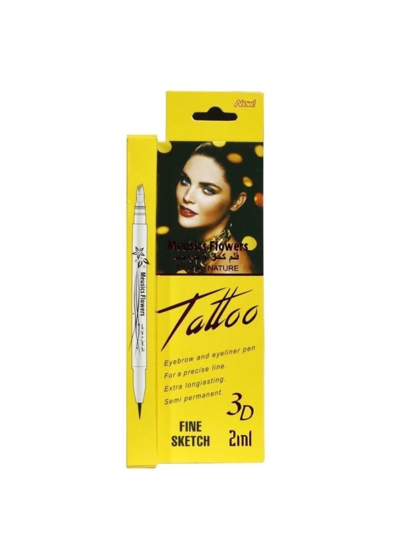 Music Flower Double Eyebrow Eyeliner Pencil Black 3D - Image 1