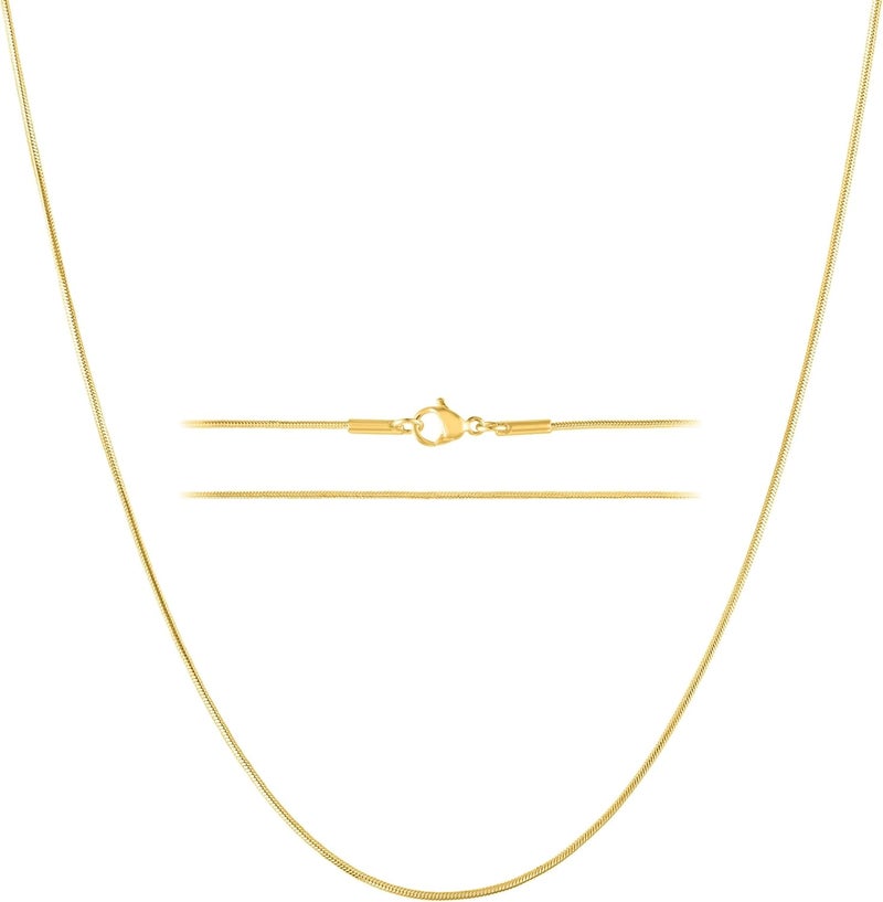 KISPER 24k Gold Snake Chain Necklace – Thin, Dainty, Gold Plated Stainless Steel Jewelry for Women & Men with Lobster Clasp - Image 1