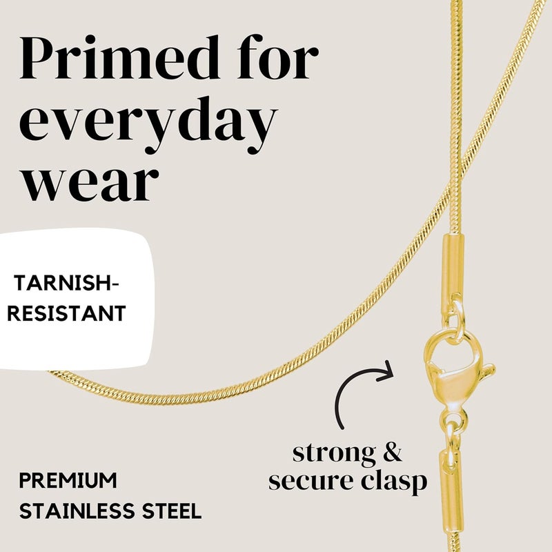 KISPER 24k Gold Snake Chain Necklace – Thin, Dainty, Gold Plated Stainless Steel Jewelry for Women & Men with Lobster Clasp - Image 4