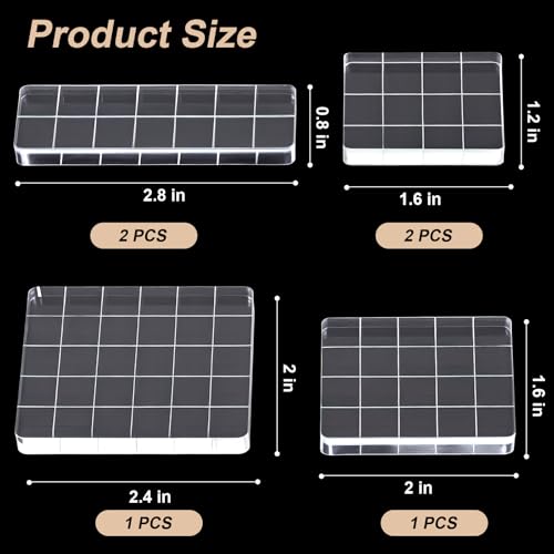 Clofiak 6Pcs Acrylic Stamp Blocks for Stamping, Clear Acrylic Stamping Blocks Set with Grid Lines Stampings Tool for Crafting Scrapbooking Crafts, Making DIY Craft Assorted Sizes - Image 3