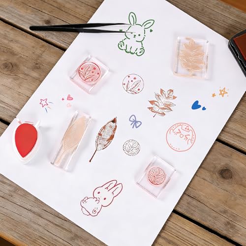 Clofiak 6Pcs Acrylic Stamp Blocks for Stamping, Clear Acrylic Stamping Blocks Set with Grid Lines Stampings Tool for Crafting Scrapbooking Crafts, Making DIY Craft Assorted Sizes - Image 2