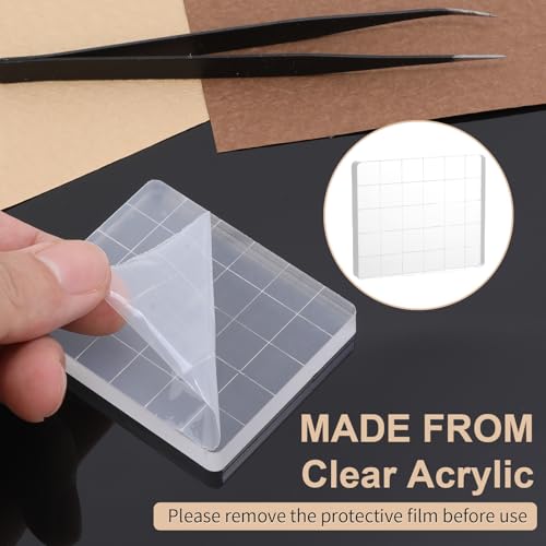 Clofiak 6Pcs Acrylic Stamp Blocks for Stamping, Clear Acrylic Stamping Blocks Set with Grid Lines Stampings Tool for Crafting Scrapbooking Crafts, Making DIY Craft Assorted Sizes - Image 4