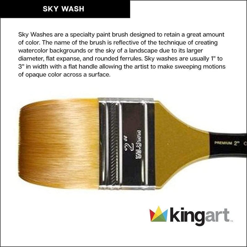 Premium Original Gold 9750-2 Sky WASH Series Artist Brush, Golden Taklon Synthetic Hair, Short Handle, Watercolor, Acrylic and Gouache Painting, Size 2"