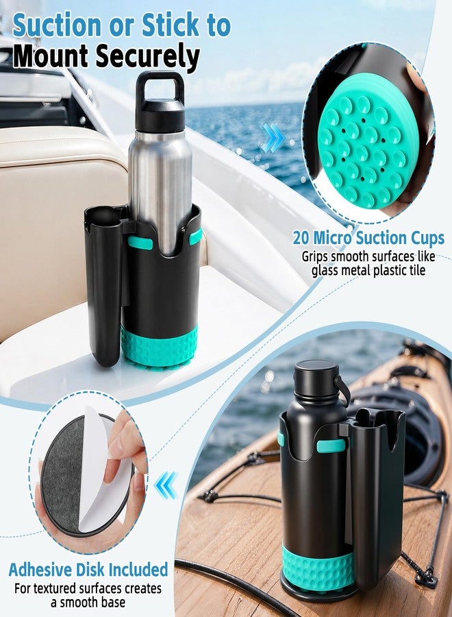 ANGAR Anti-Spill Suction Cup Holder, 2-in-1 Drink & Phone Holder with Optional Adhesive Disk, Boats, Canoes, Kayaks, Sups, Fishing Camping Accessories, Smooth & Textured Surfaces Compatible(Black) - Image 2