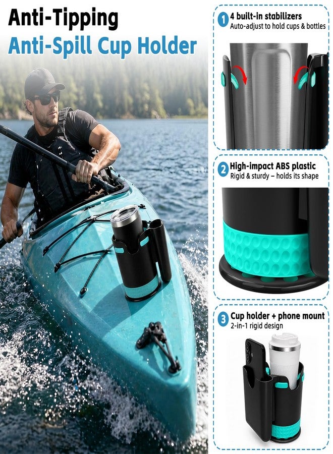 ANGAR Anti-Spill Suction Cup Holder, 2-in-1 Drink & Phone Holder with Optional Adhesive Disk, Boats, Canoes, Kayaks, Sups, Fishing Camping Accessories, Smooth & Textured Surfaces Compatible(Black) - Image 3