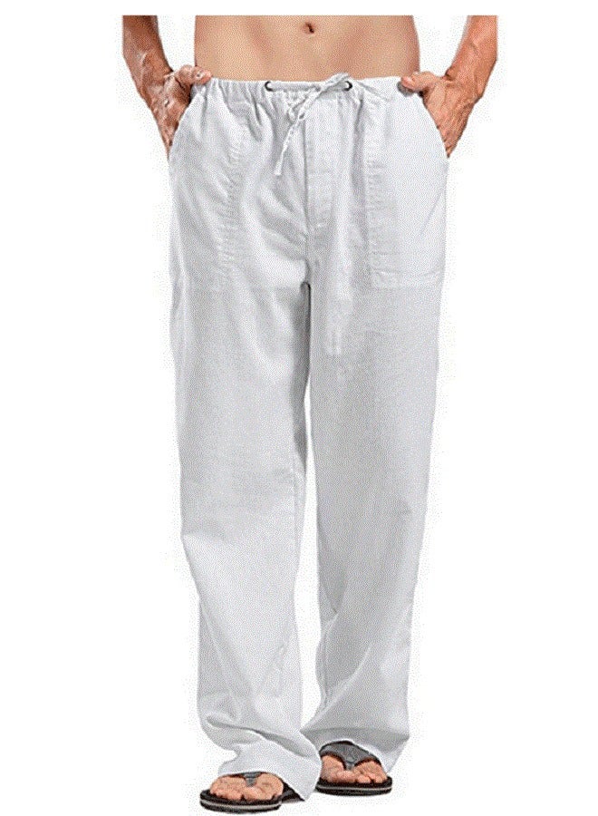 Men's Large Cotton Linen Wide Leg Pants