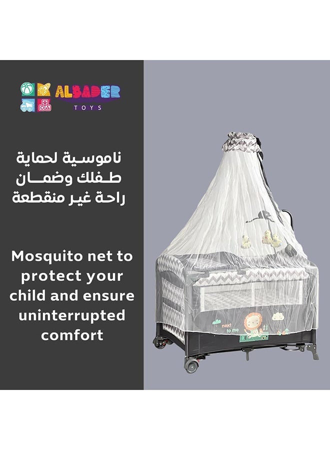 البدر سرير اطفال محمول مع مرتبة طاولة لتغيير الحفاضات والالعاب والديكور، لعب للاطفال، قفص لعب للاطفال، ساحة لعب للنوم من حديثي الولادة الى الاطفال الصغار (ازرق) - Image 5