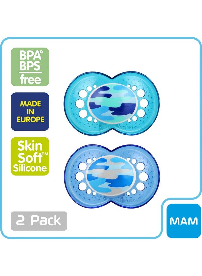 MAM Original Baby Pacifier, Nipple Shape Helps Promote Healthy Oral Development, Sterilizer Case, 2 Pack, 16+ Months, Camo/Boy - Image 3