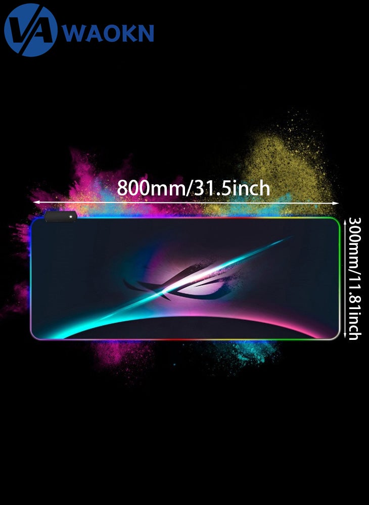WAOKN - Large Gaming Mouse Pad XL Anti-Skid Mousepad Large Keyboard Mouse Pad Desk Mat with Stitched Edges Super Creative LED RGB MousePad - Image 1
