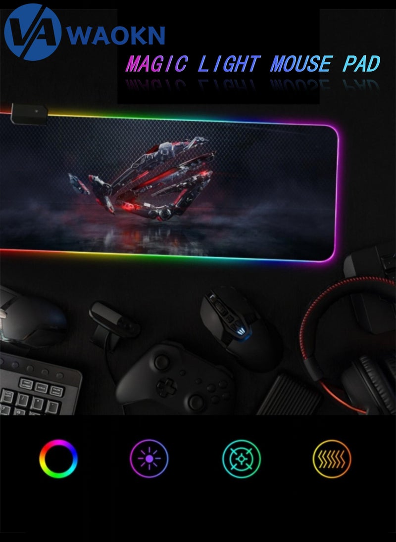 WAOKN - Large Gaming Mouse Pad XL Anti-Skid Mousepad Large Keyboard Mouse Pad Desk Mat with Stitched Edges Super Creative LED RGB MousePad - Image 1