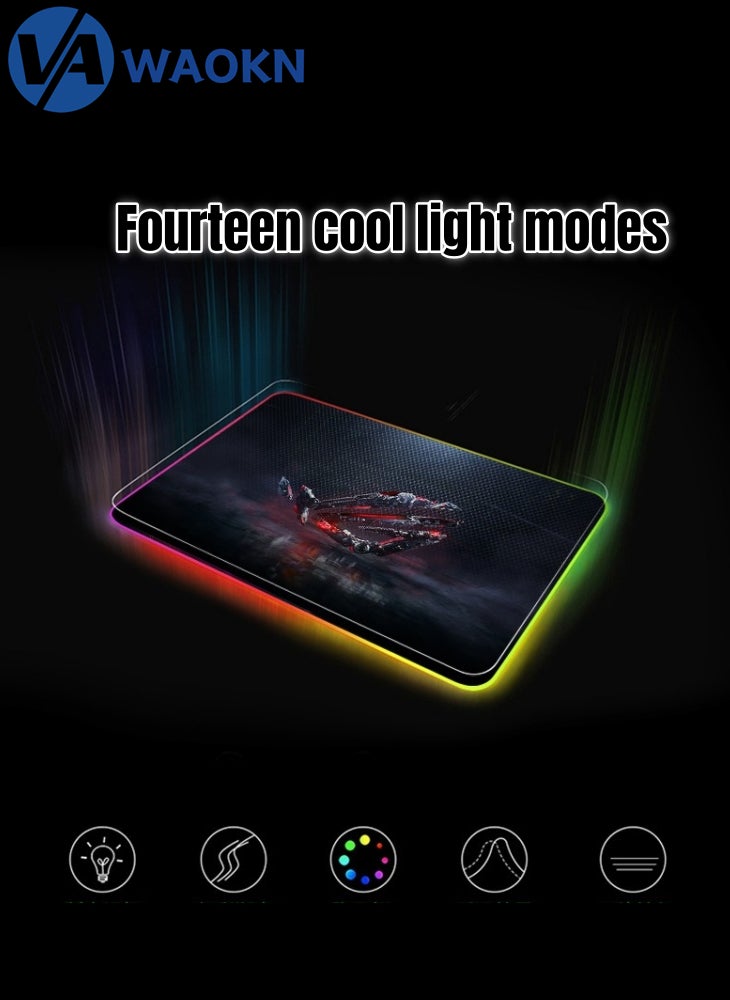 WAOKN - Large Gaming Mouse Pad XL Anti-Skid Mousepad Large Keyboard Mouse Pad Desk Mat with Stitched Edges Super Creative LED RGB MousePad - Image 1
