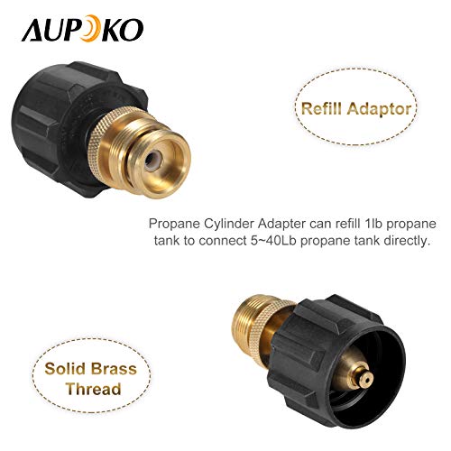 Aupoko Propane Cylinder Adaptor Convert, Portable 1LB Propane Tank Regulator Adapter with QCC Type1 Connector, 1"-20UNEF Throwaway Flexible Hose Line Adapter for Barbecue Grill - Image 4