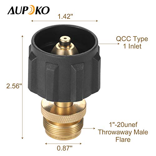 Aupoko Propane Cylinder Adaptor Convert, Portable 1LB Propane Tank Regulator Adapter with QCC Type1 Connector, 1"-20UNEF Throwaway Flexible Hose Line Adapter for Barbecue Grill - Image 3