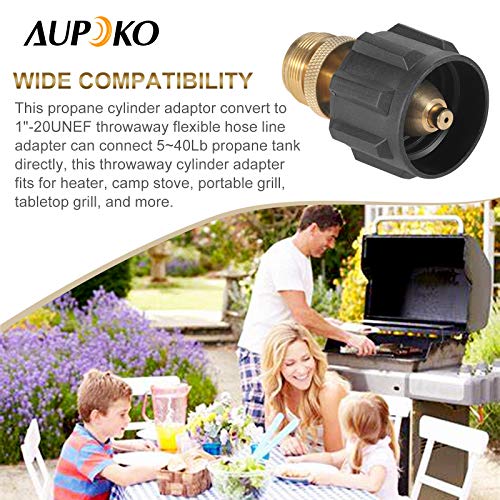 Aupoko Propane Cylinder Adaptor Convert, Portable 1LB Propane Tank Regulator Adapter with QCC Type1 Connector, 1"-20UNEF Throwaway Flexible Hose Line Adapter for Barbecue Grill - Image 2