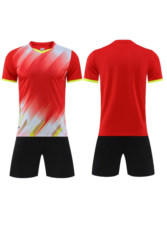 2025 Children's Soccer Jersey Men's Competition Team Training Short Sleeve with Bilateral Pocket - 926 Red