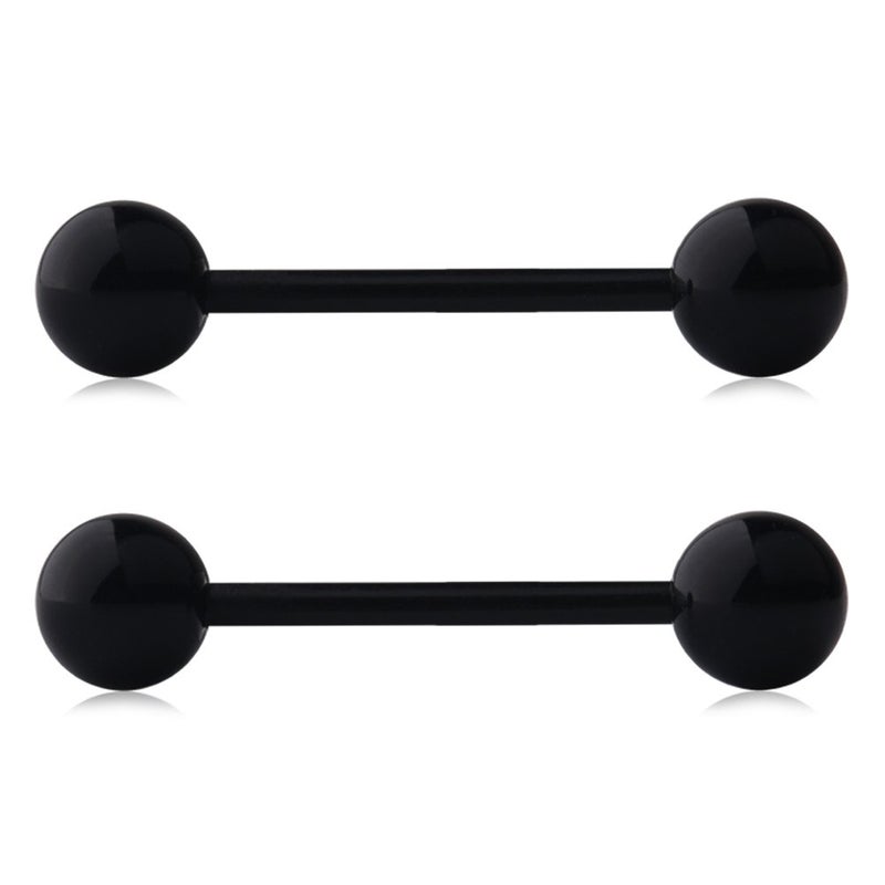 Ruifan 14G 16mm Black Flexible Acrylic Nipple Tongue Barbell Ring Body Piercing Jewelry Retainer 2PCS - Image 4