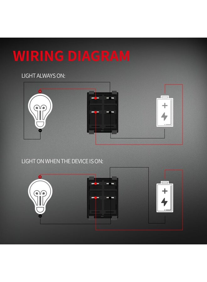 Lot De 3 Interrupteurs à Bascule (rocker Switch) 30A 250V DPST 4 Broches Avec Voyant Rouge - Neuf