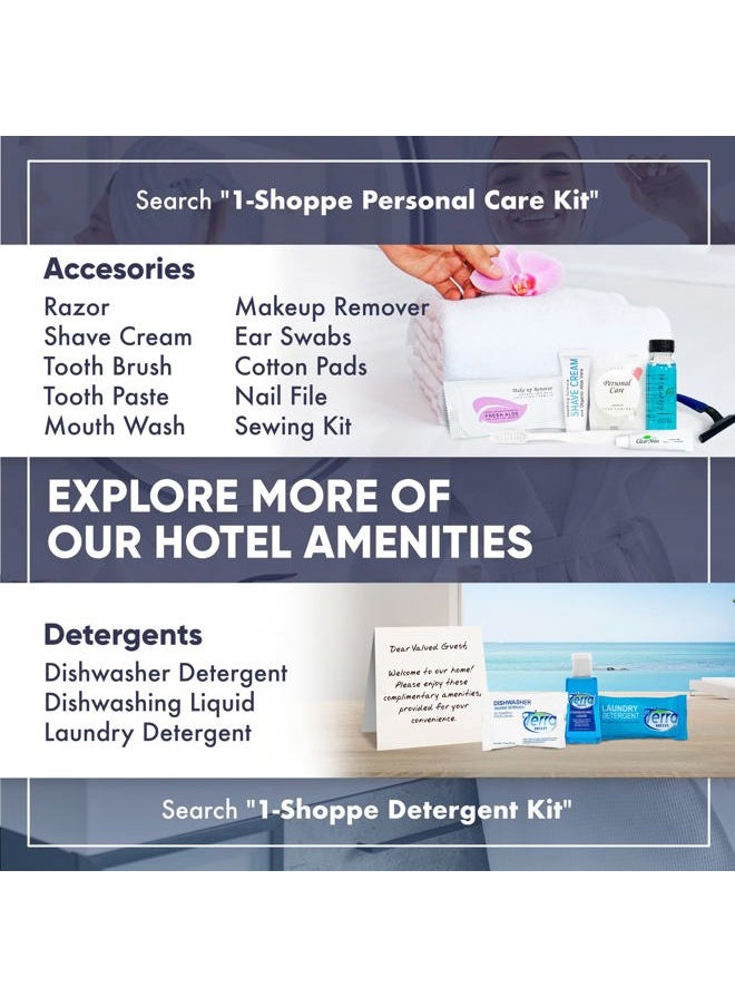 Terra Pure - White Tea & Coconut Toiletries Set | 1-Shoppe Amenities Kit | 1oz Shampoo & Conditioner, Body Wash, Lotion, 1.25oz Bar Soap | Travel Size | 150 Pieces - Image 1