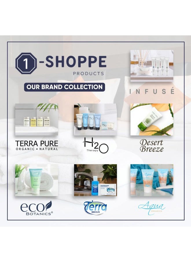 Terra Pure - White Tea & Coconut Toiletries Set | 1-Shoppe Amenities Kit | 1oz Shampoo & Conditioner, Body Wash, Lotion, 1.25oz Bar Soap | Travel Size | 150 Pieces - Image 1